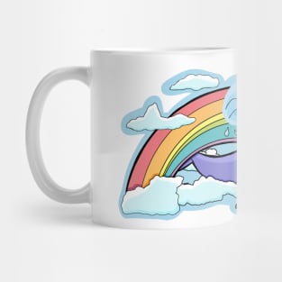 Whale flying in the middle of a rainbow Mug